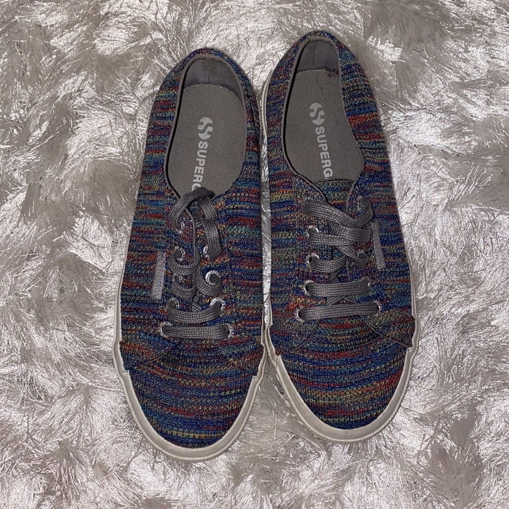 🟣 Superga Grey/Rainbow Knit Sneakers